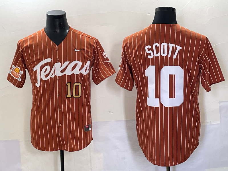 Men Texas Longhorns #10 Scott brown Nike joint Name NCAA 2025 Jersey style 18->ncaa teams->NCAA Jersey